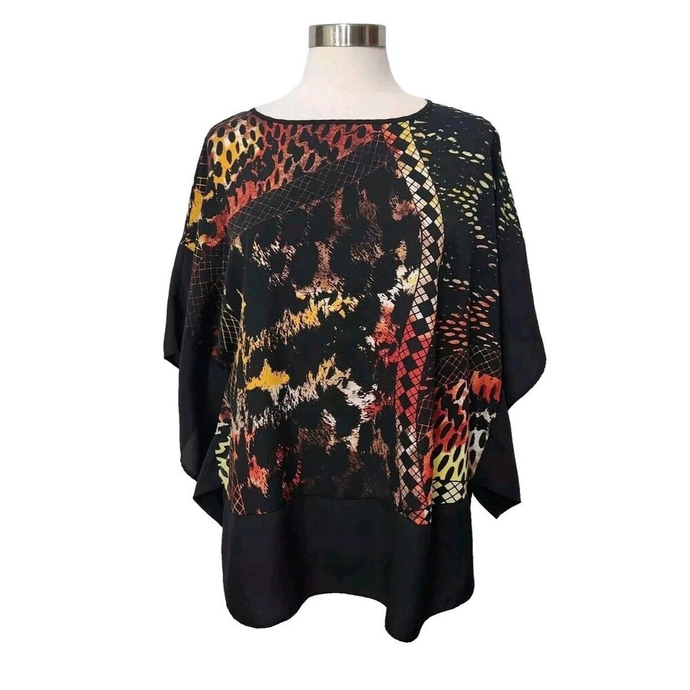 Beverly Drive Womens Size 1X Top Black Pullover Dolman Sleeve Lightweight